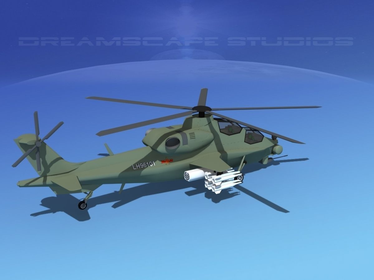 WZ-10 Attack Helicopter V01 Low-poly 3D model_5