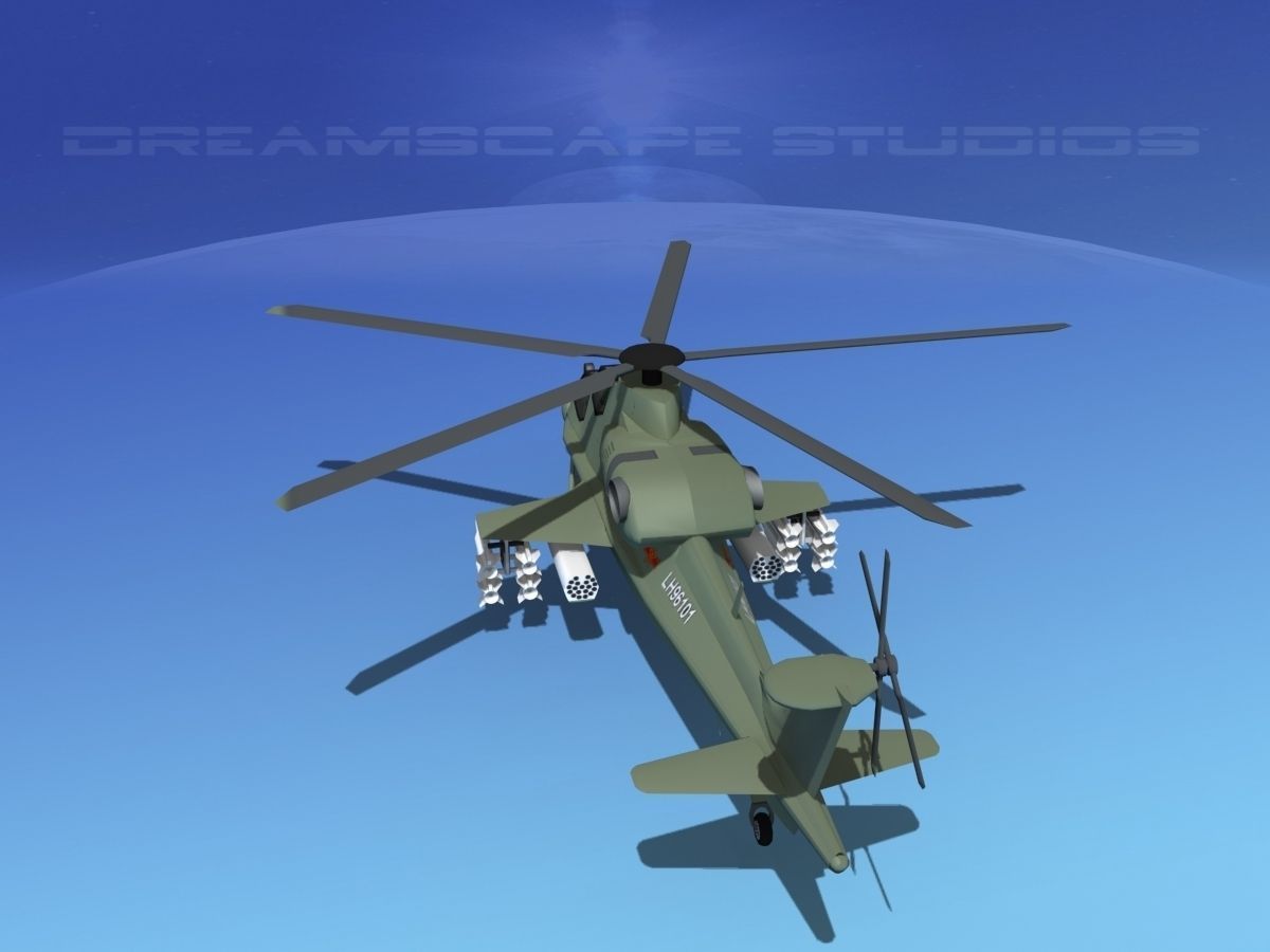 WZ-10 Attack Helicopter V01 Low-poly 3D model_7