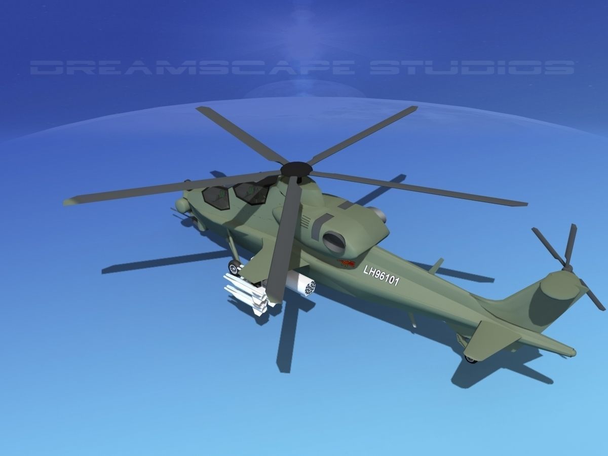 WZ-10 Attack Helicopter V01 Low-poly 3D model_8