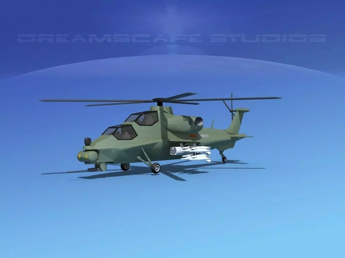 WZ-10 Attack Helicopter V01 Low-poly 3D model_0