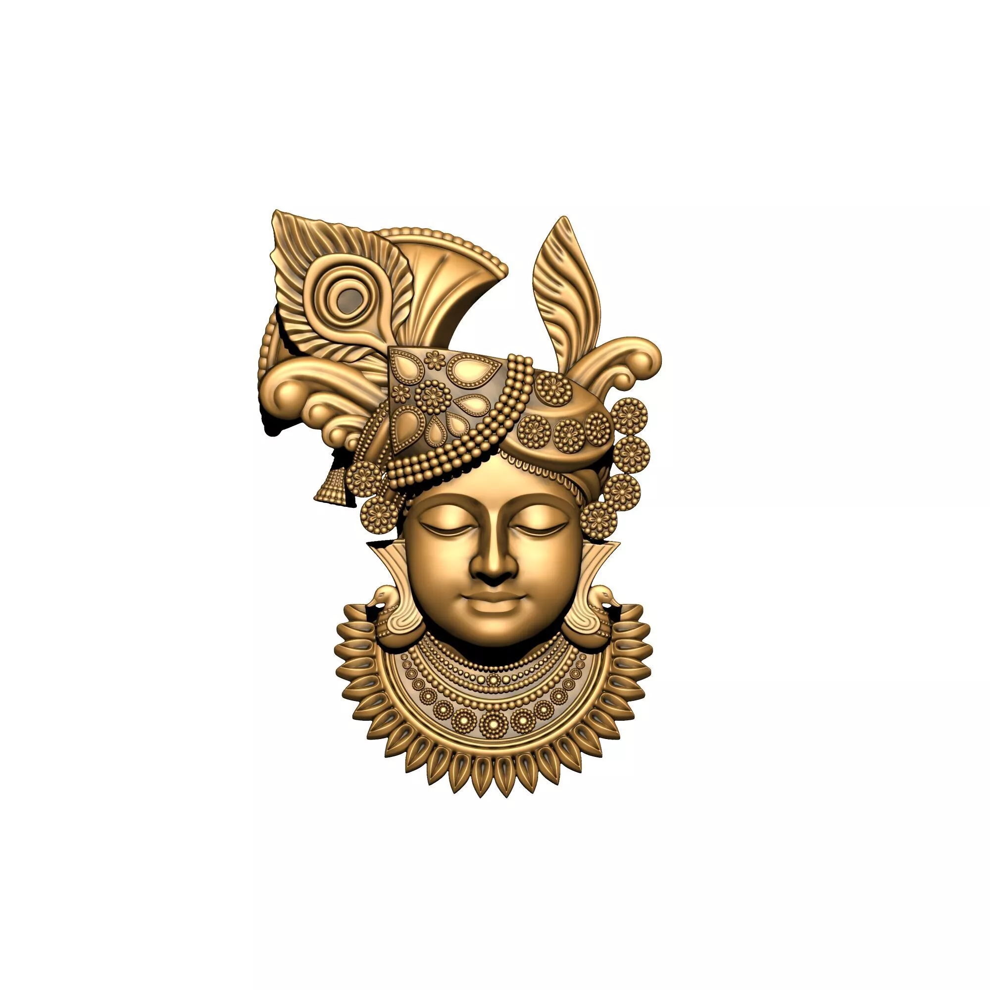 Shreenathji Face Relief Ornament High Detail 3D STL Model 3D print model