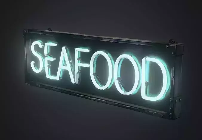 Stylized Neon Signboard - Seafood Restaurant Sign