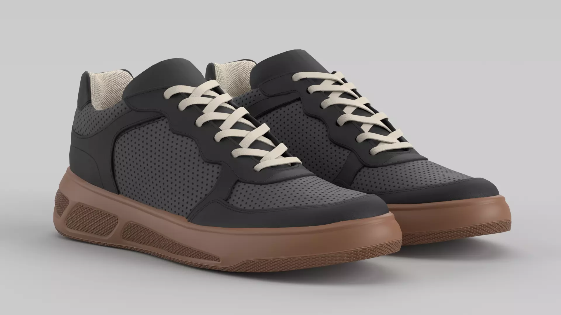 Dixon Black Leather Shoe Sneaker Low-poly 3D model