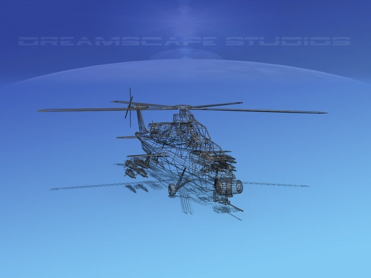 WZ-10 Attack Helicopter V02 Low-poly 3D model_17