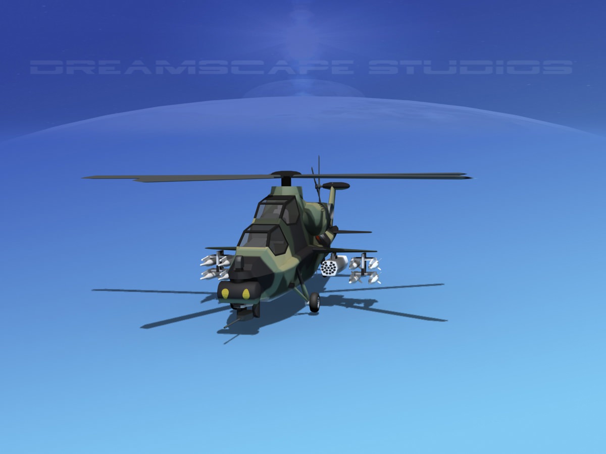 WZ-10 Attack Helicopter V02 Low-poly 3D model_2
