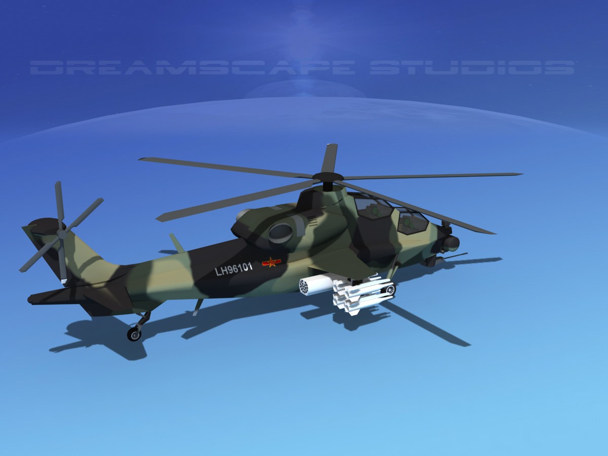 WZ-10 Attack Helicopter V02 Low-poly 3D model_5
