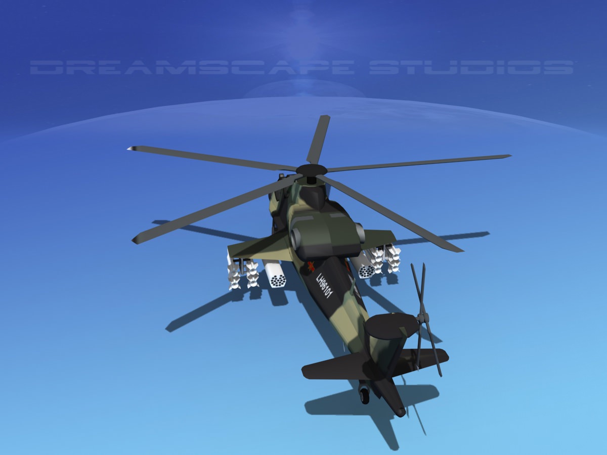 WZ-10 Attack Helicopter V02 Low-poly 3D model_8