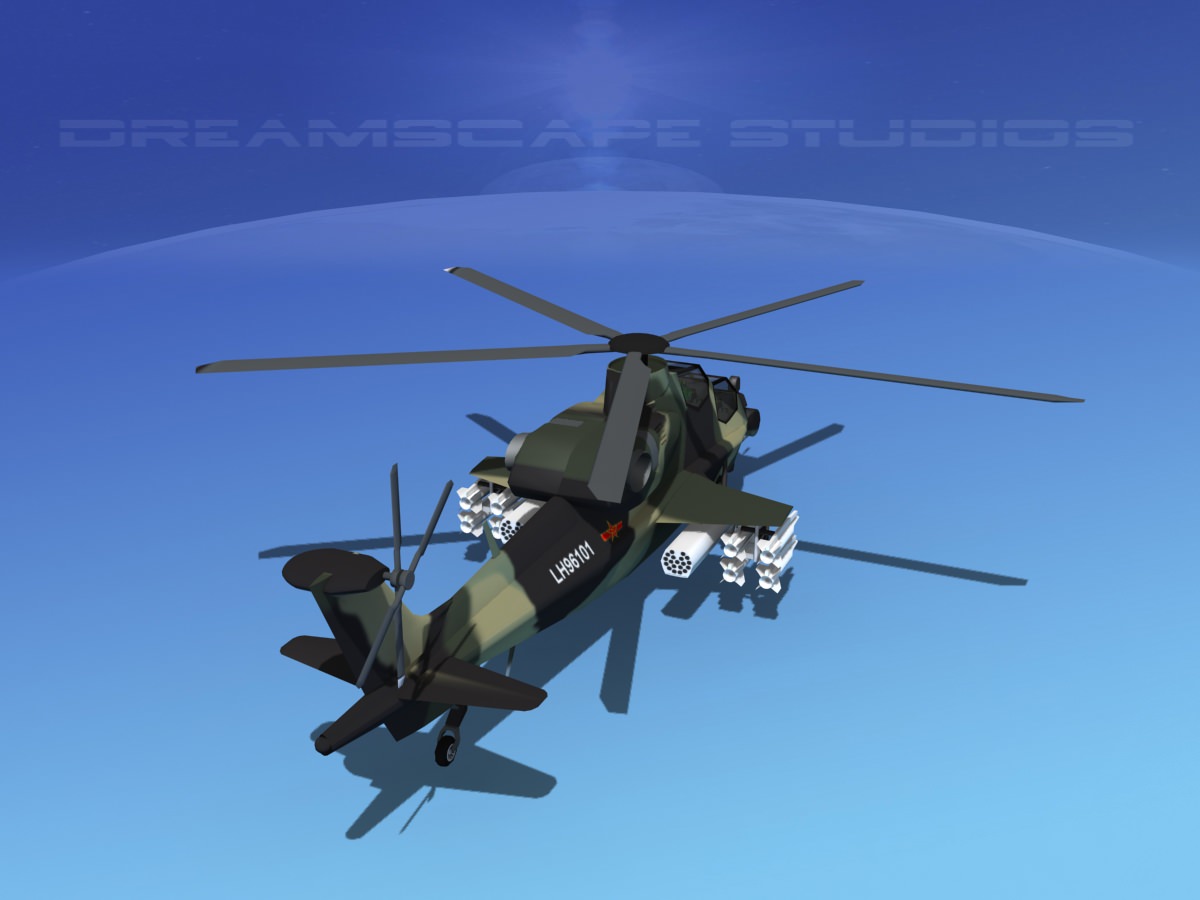 WZ-10 Attack Helicopter V02 Low-poly 3D model_6