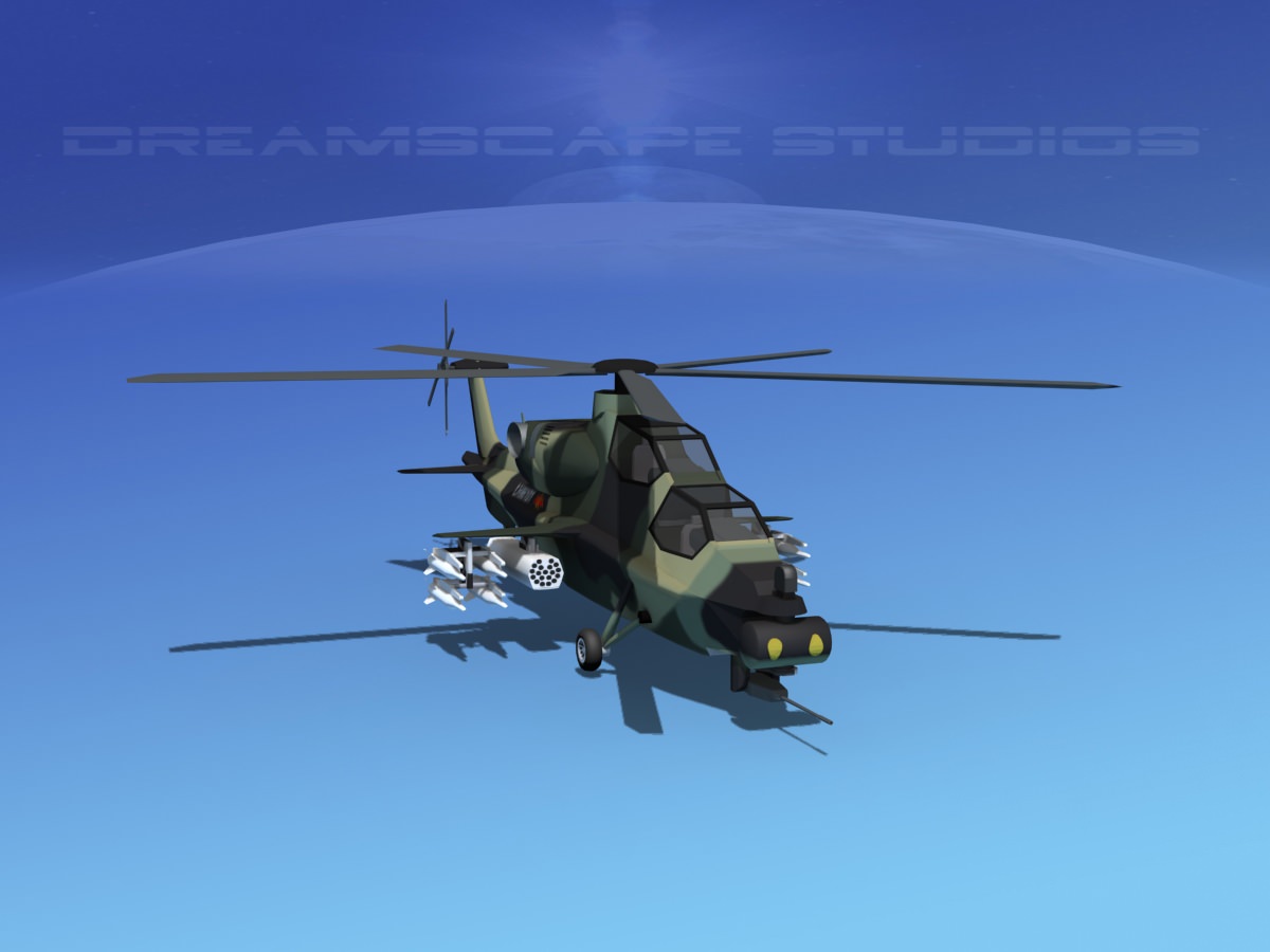 WZ-10 Attack Helicopter V02 Low-poly 3D model_3