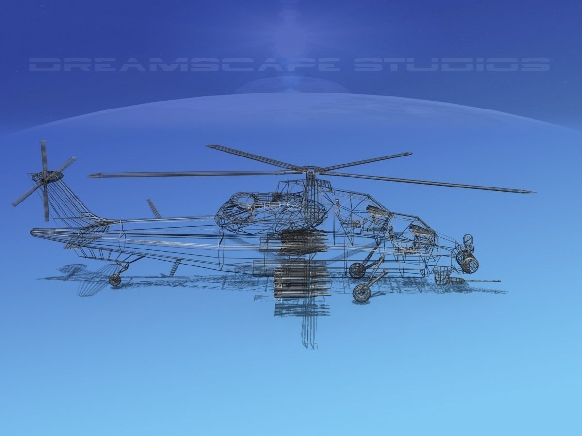 WZ-10 Attack Helicopter V02 Low-poly 3D model_11
