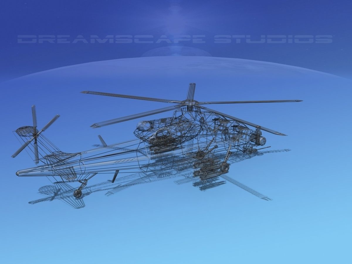 WZ-10 Attack Helicopter V02 Low-poly 3D model_14