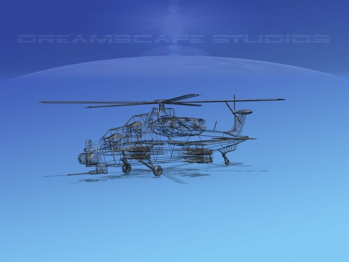 WZ-10 Attack Helicopter V02 Low-poly 3D model_12