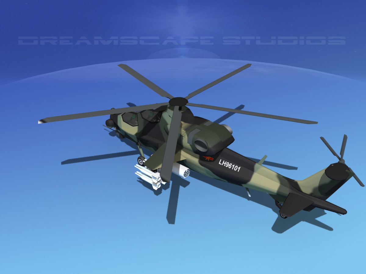 WZ-10 Attack Helicopter V02 Low-poly 3D model_7