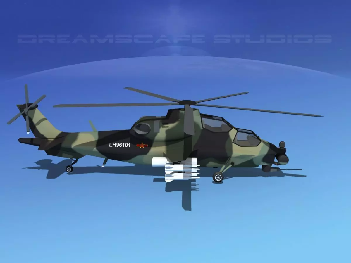 WZ-10 Attack Helicopter V02 Low-poly 3D model_0