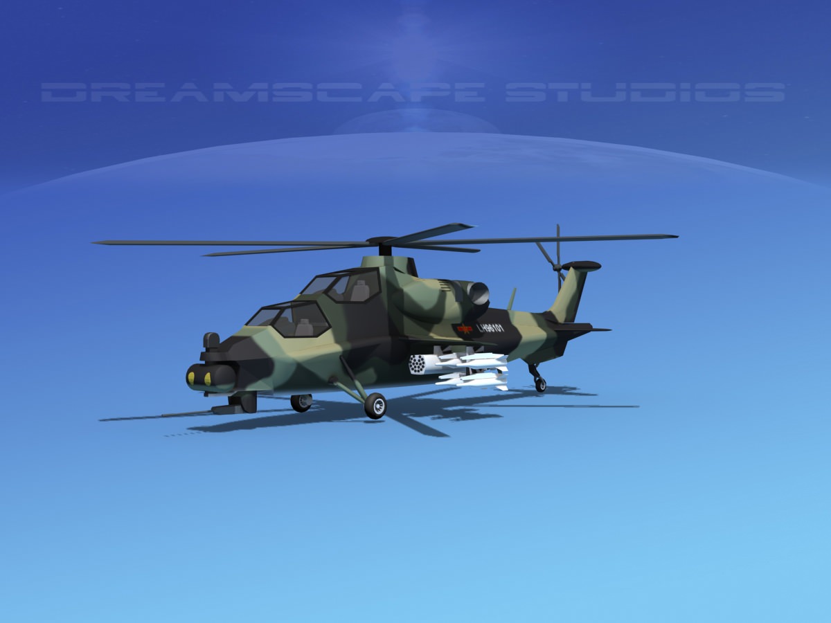 WZ-10 Attack Helicopter V02 Low-poly 3D model_1