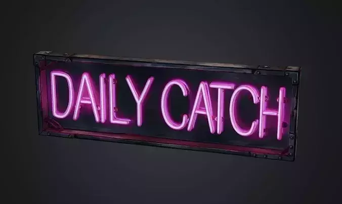 Stylized Neon Signboard - Seafood Restaurant Sign - Daily Catch