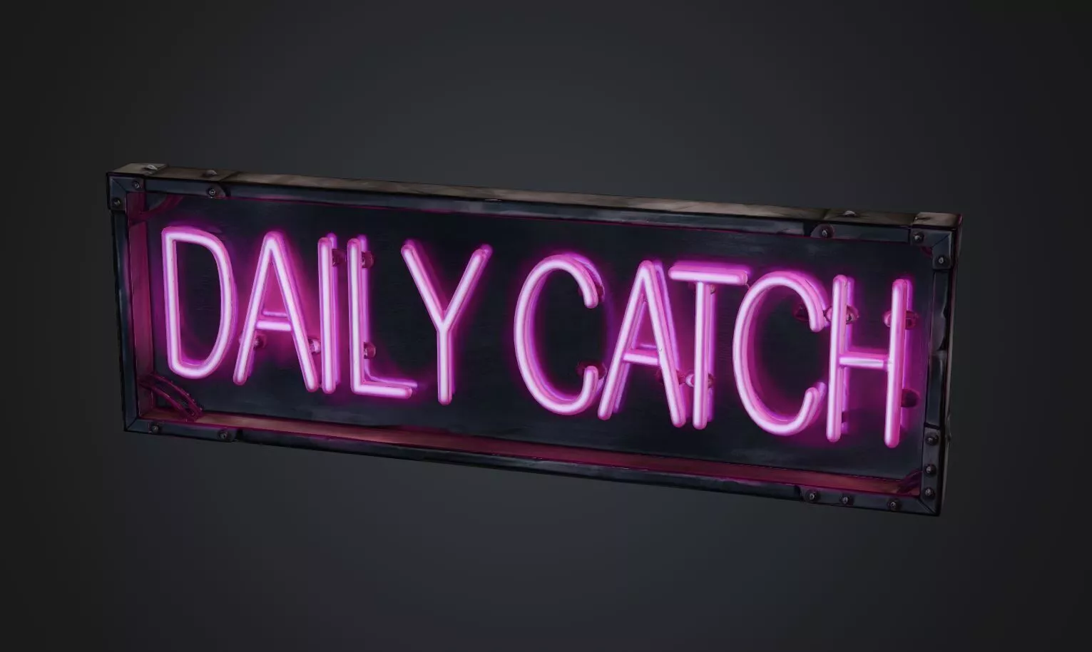 Stylized Neon Signboard - Seafood Restaurant Sign - Daily Catch 3D model
