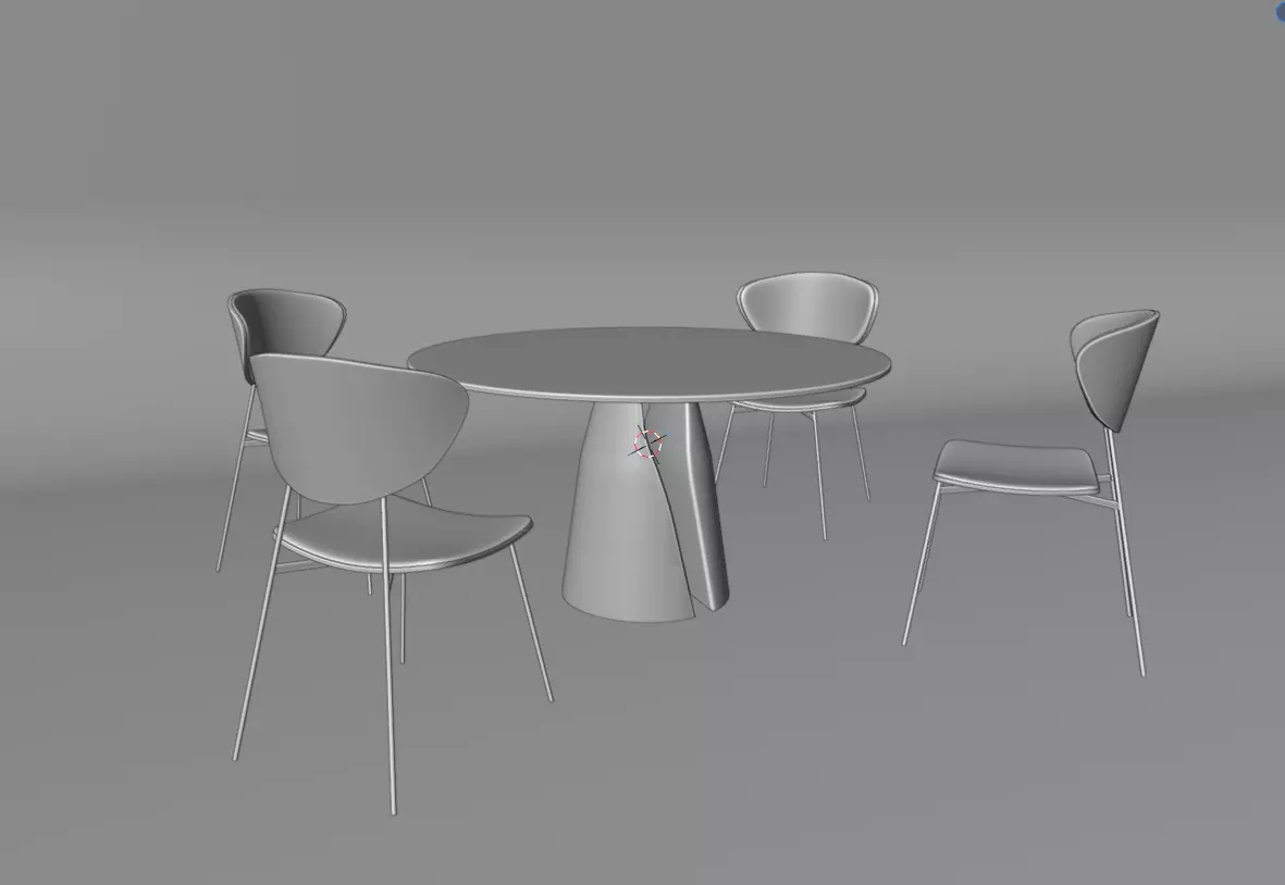 Modern Round Dining Table Set with Chairs 3D model