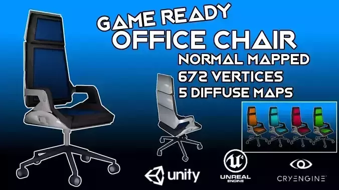 Game Optimized Stylish Office Chair Low-poly 3D model