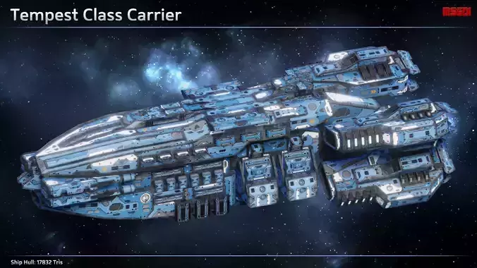 Spaceship Carrier Tempest Low-poly 3D model