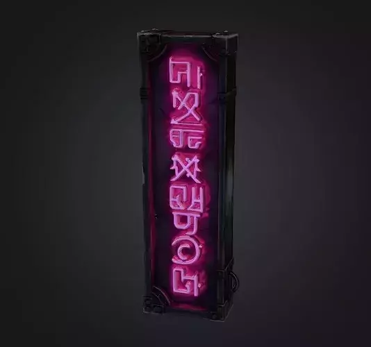 Stylized Sci-Fi Alien Neon Signboard - Pink Cyberpunk Prop