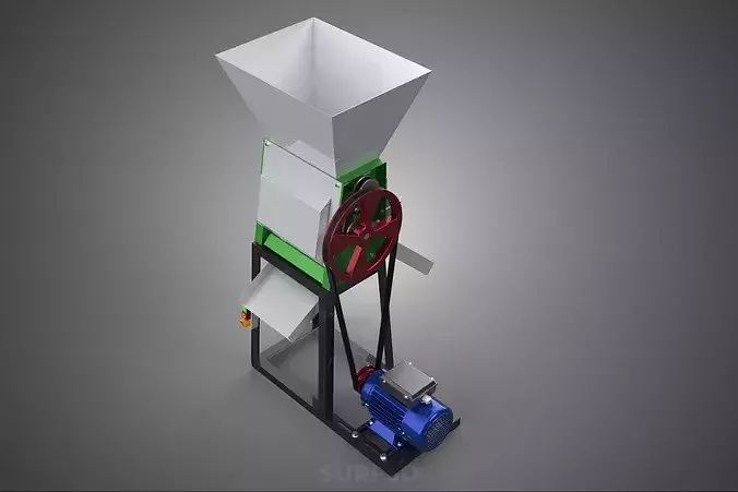 ELECTRIC MOTOR POWERED COFFEE BEAN PULPER PEELER SHELLER MACHINE 3D model 4