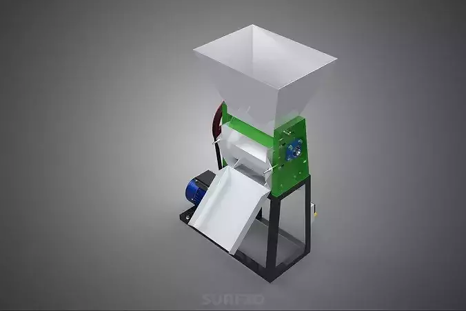 ELECTRIC MOTOR POWERED COFFEE BEAN PULPER PEELER SHELLER MACHINE 3D model 5