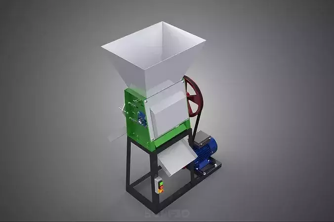 ELECTRIC MOTOR POWERED COFFEE BEAN PULPER PEELER SHELLER MACHINE 3D model 3