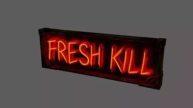 Stylized Neon Signboard - Fresh Kill Horror  Cyberpunk Sign