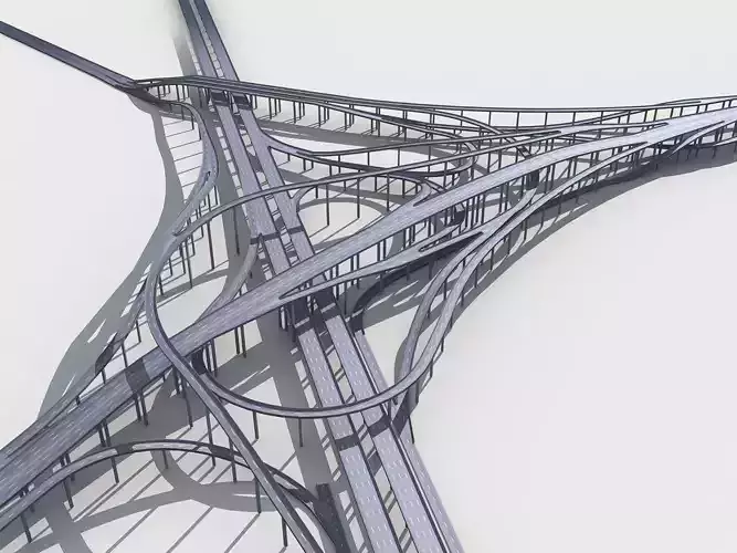 Highway Viaduct flyover 3D model-3 3D model