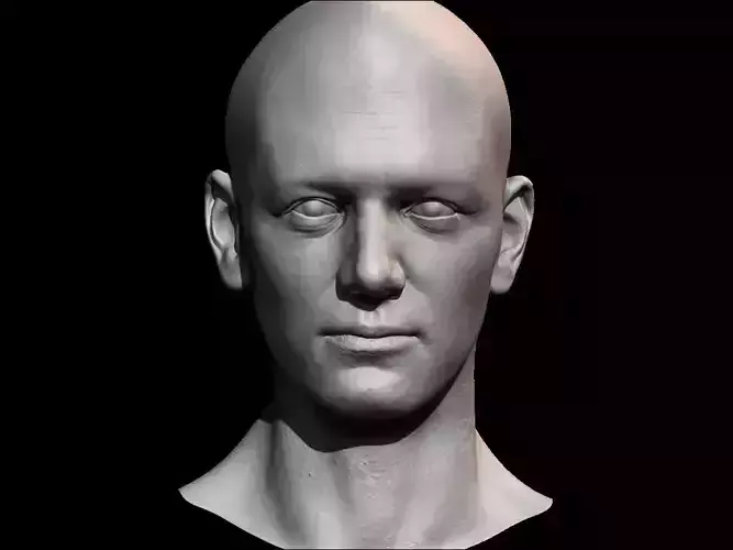 High detailed male face with UV and low poly Low-poly 3D model