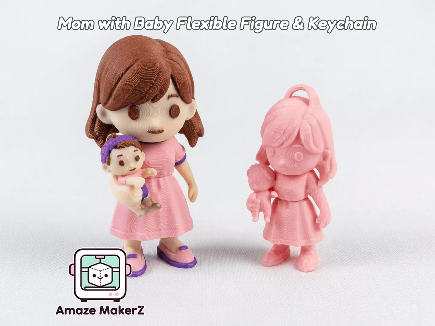 Mom with Baby and Keychain - Multicolor 3D Printing 3MF 3D print model