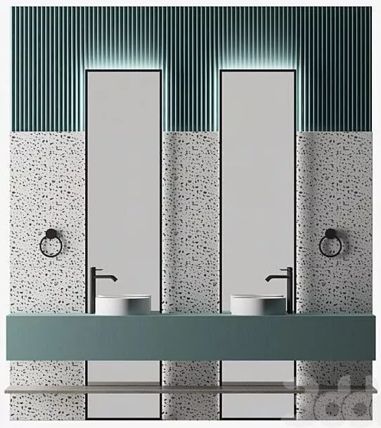 Double vanity bathroom scene 3D model