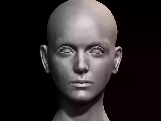 High detailed female face with UV and low poly Low-poly 3D model