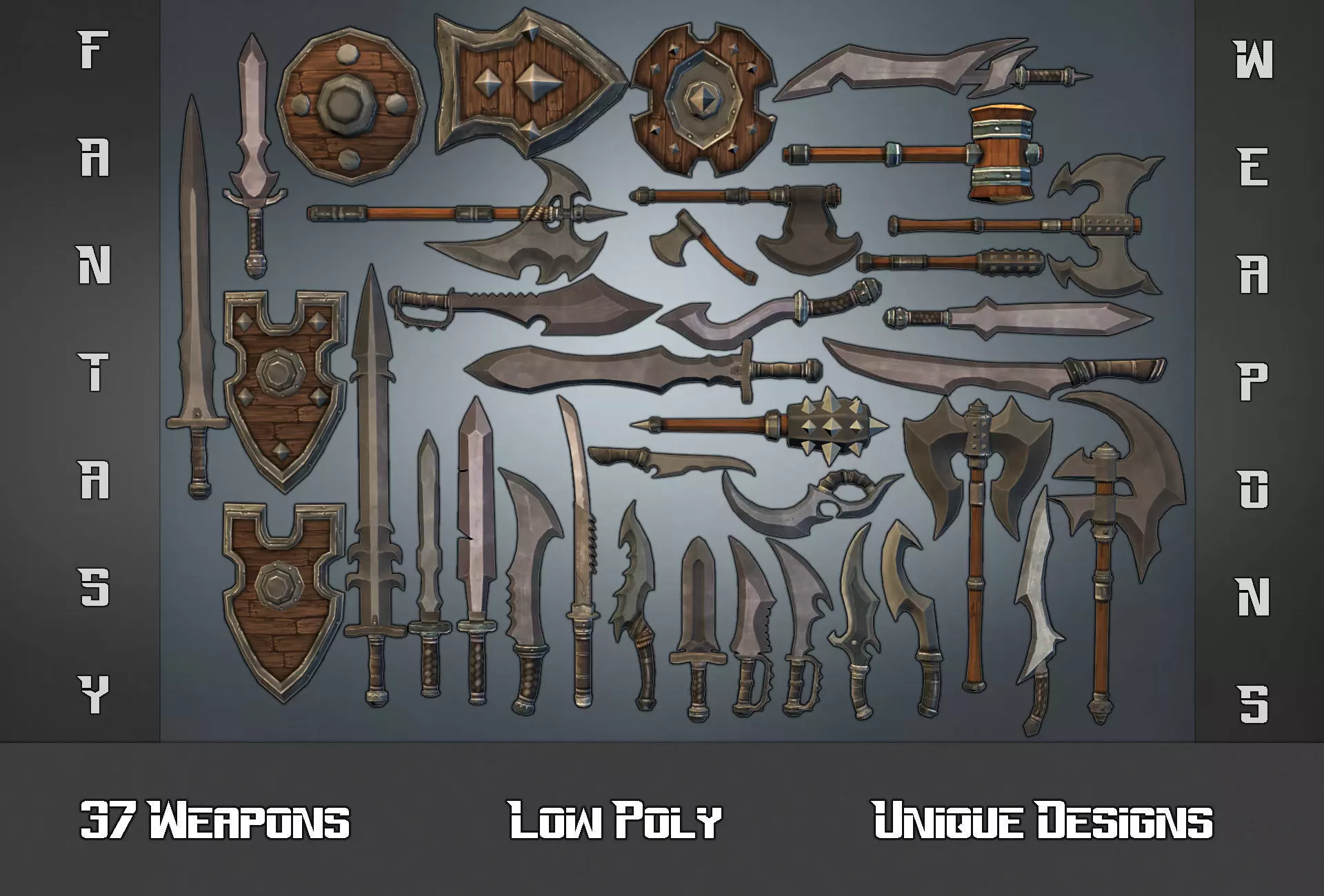 Fantasy Weapon Collection Low-poly 3D model_0