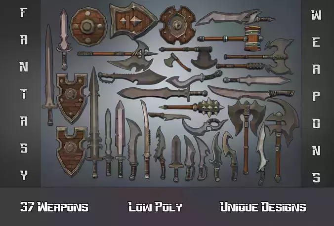 Fantasy Weapon Collection Low-poly 3D model