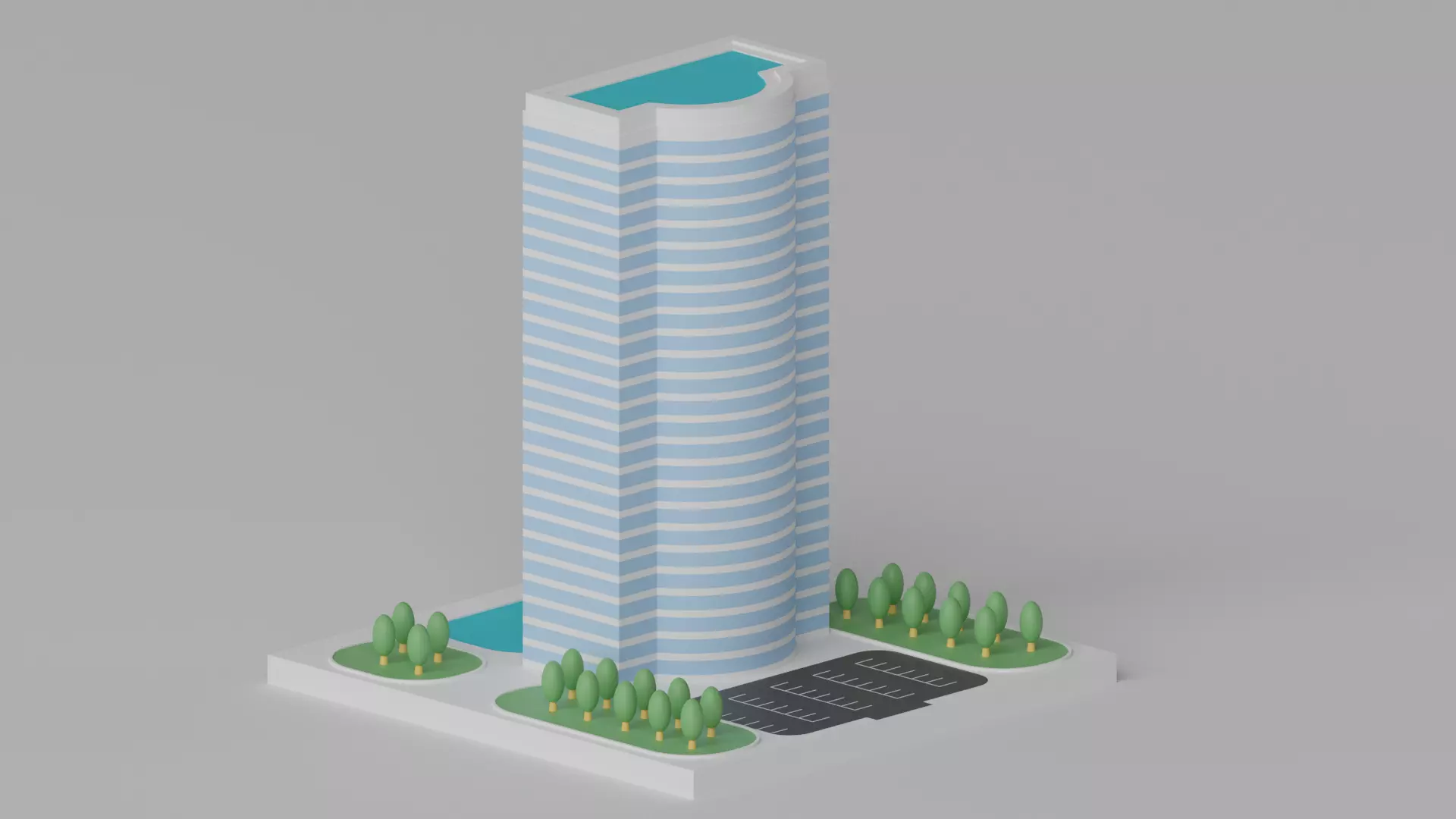 Cartoon Building Hotel 3D model