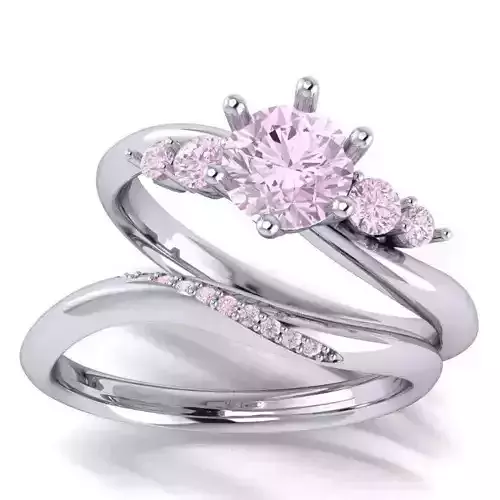Bridal set wedding ring 3D print model
