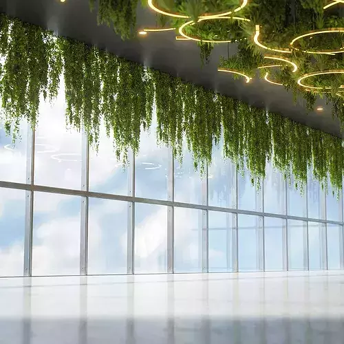 Modern LED Bar with Suspended Botanical Ceiling 3D model 6