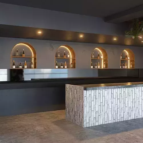 Modern LED Bar with Suspended Botanical Ceiling 3D model 7