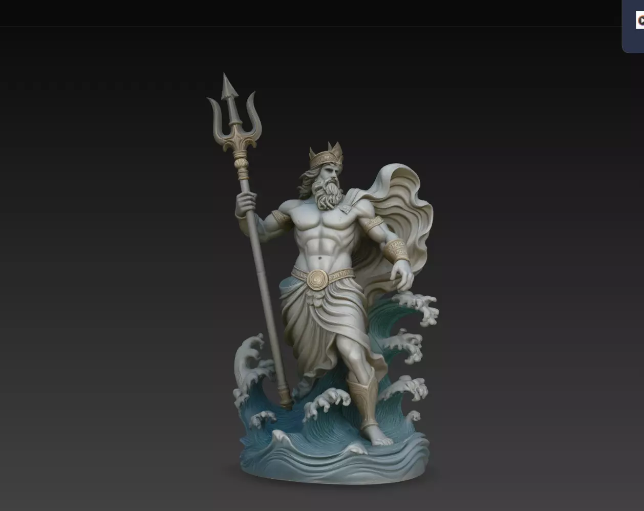 Poseidon Trident Ocean Wave Greek God Statue STL Print Model 3D print model