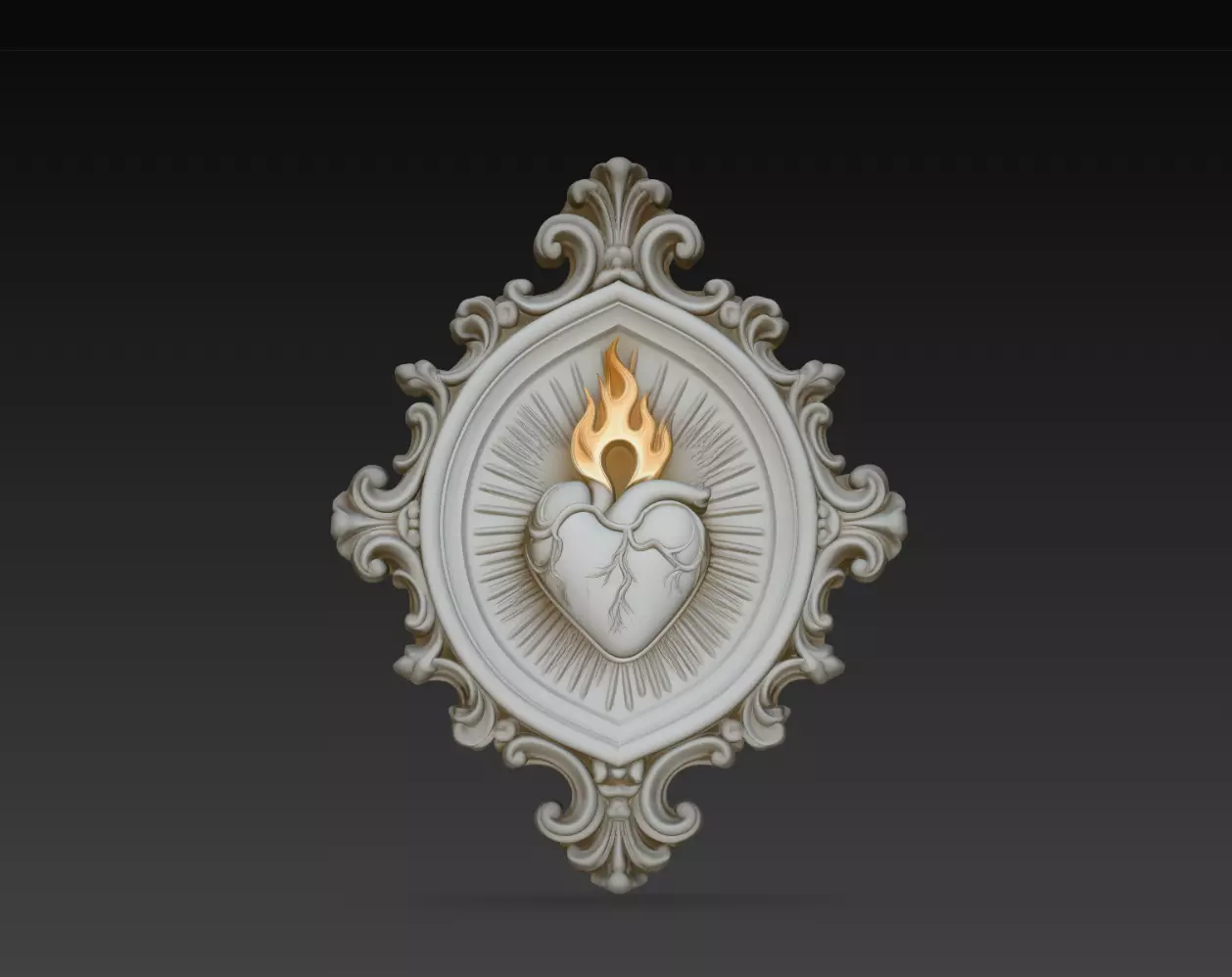 Sacred Heart Flame Christian Wall Relief STL Print Model 3D print model