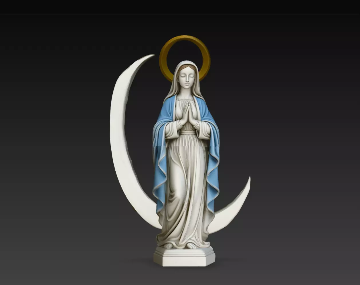 Virgin Mary Crescent Moon Halo Statue STL Print Model 3D print model
