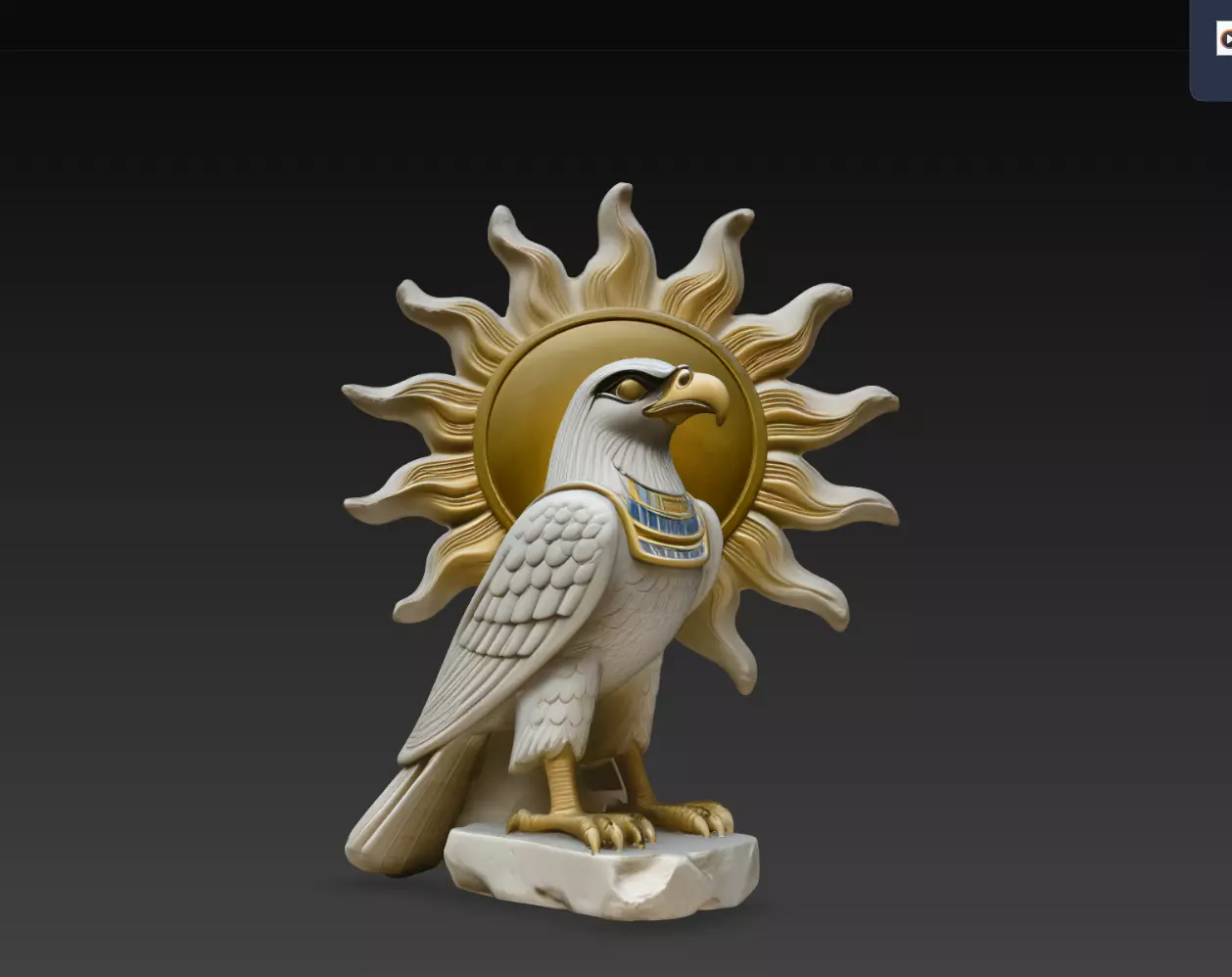 Horus Falcon Solar Disk Egyptian Statue STL Print Model 3D print model