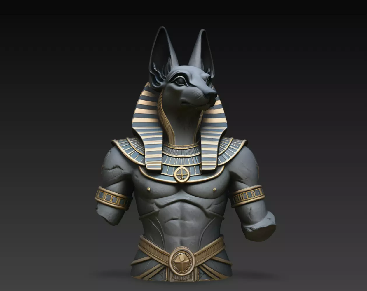 Anubis Jackal God Muscular Egyptian Bust STL Print Model 3D print model