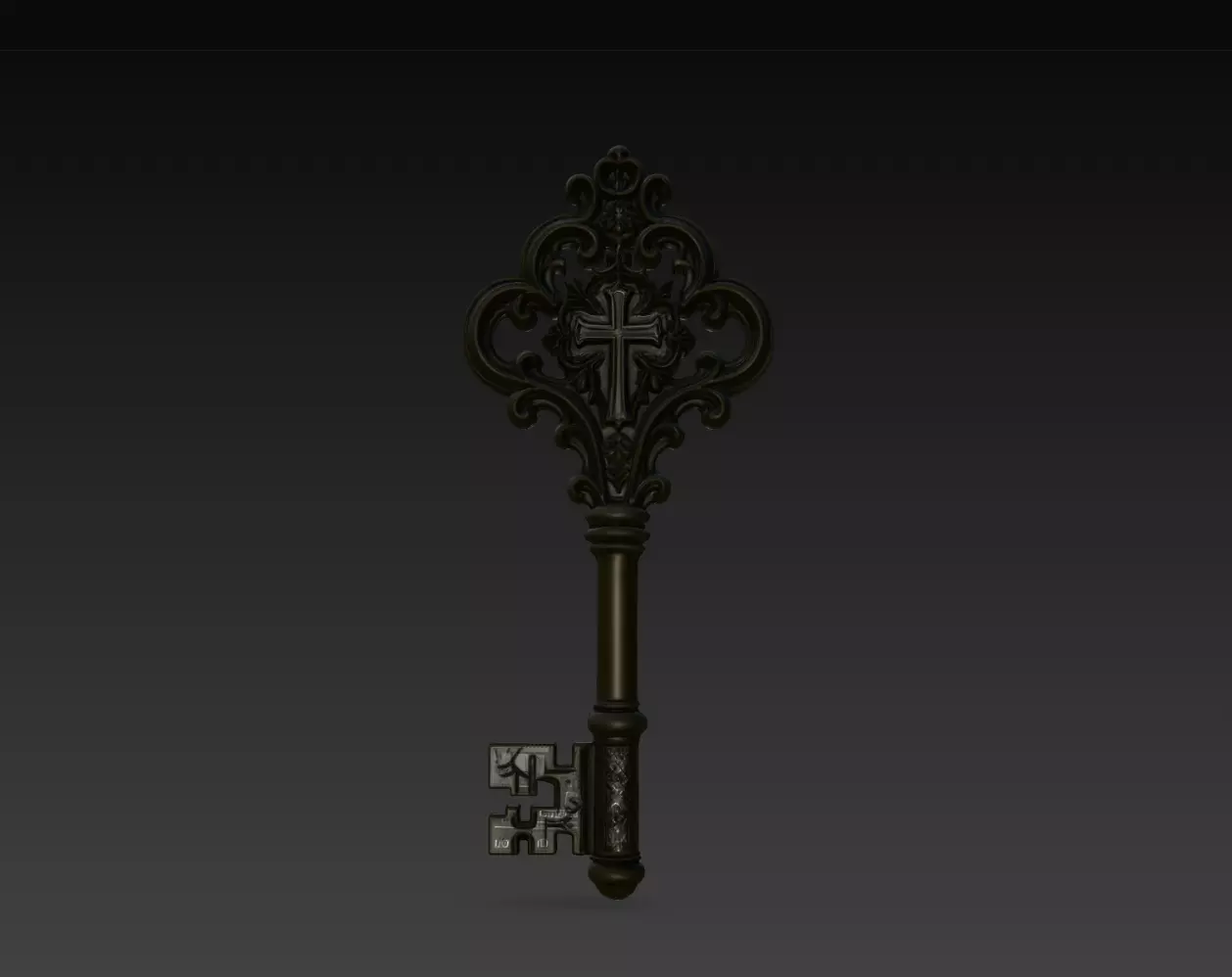 Gothic Cross Skeleton Key STL Ornate Antique Key Model 3D print model