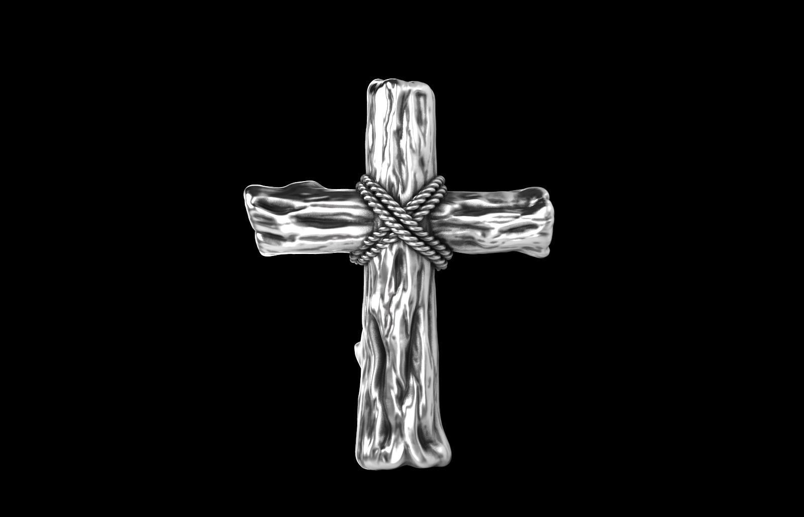 Wooden Cross 3D print model_2