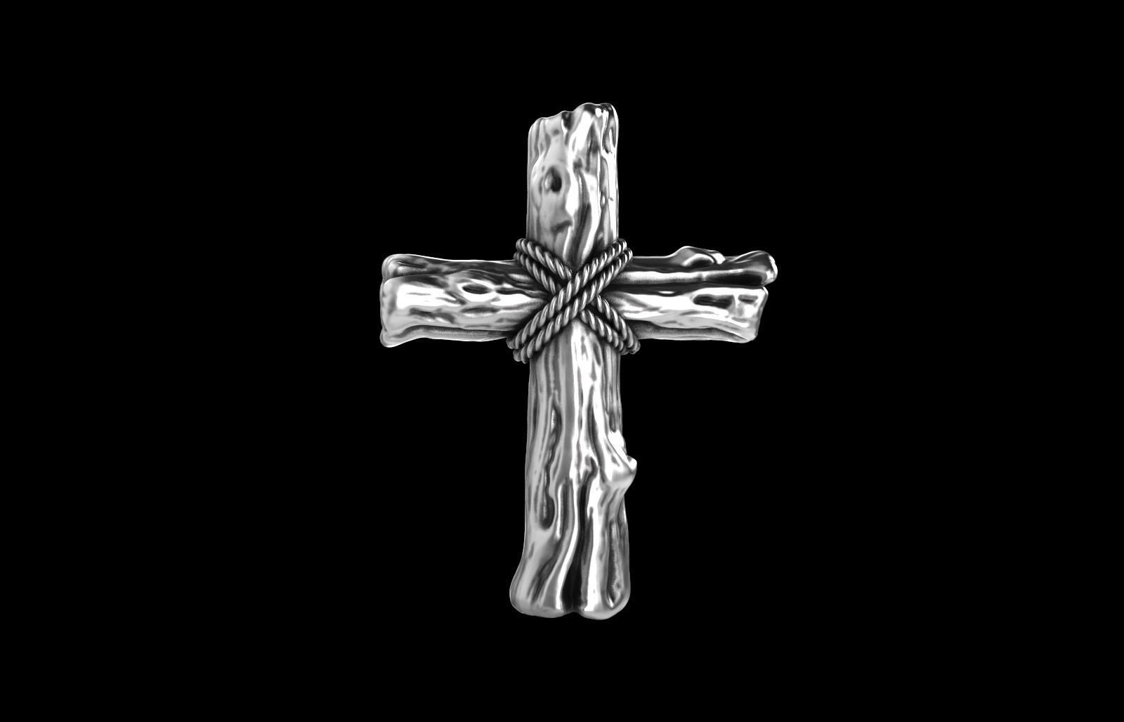 Wooden Cross 3D print model_3