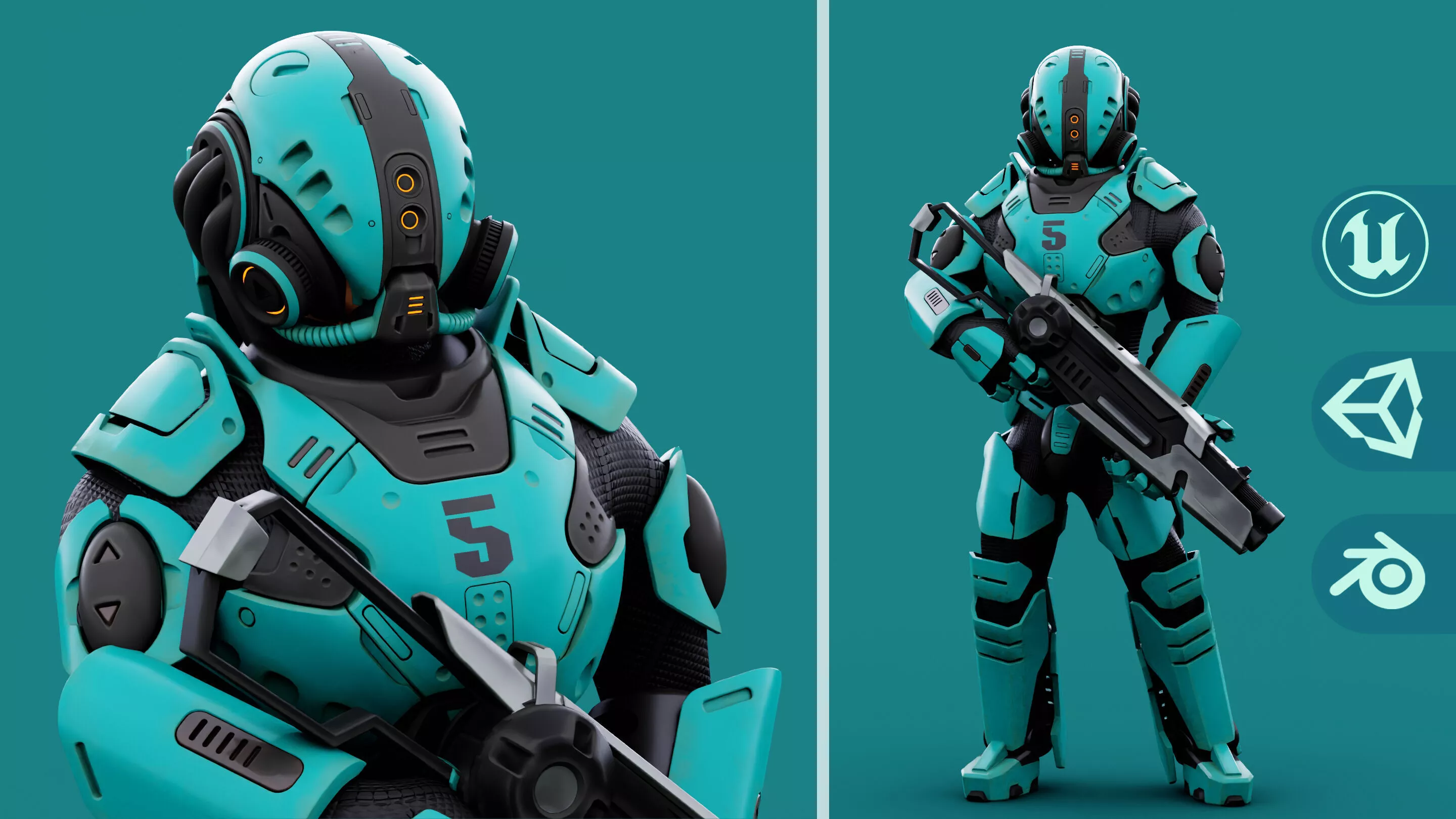 CYBORG SOLDIER RX-1500 Rigged Unreal Engine - Unity - MIXAMO 3D model