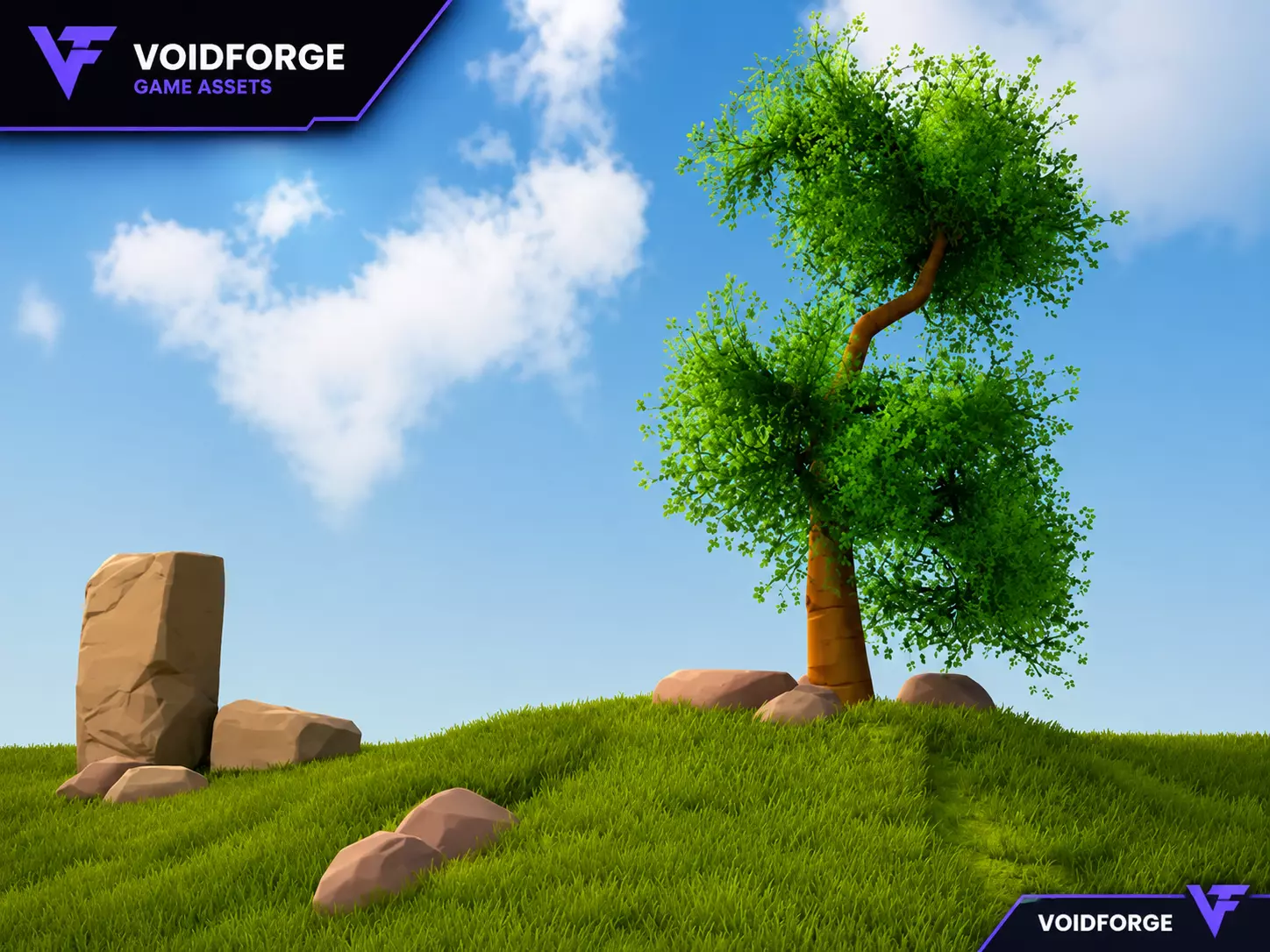 Stylized Low-Poly Nature Environment Free low-poly 3D model